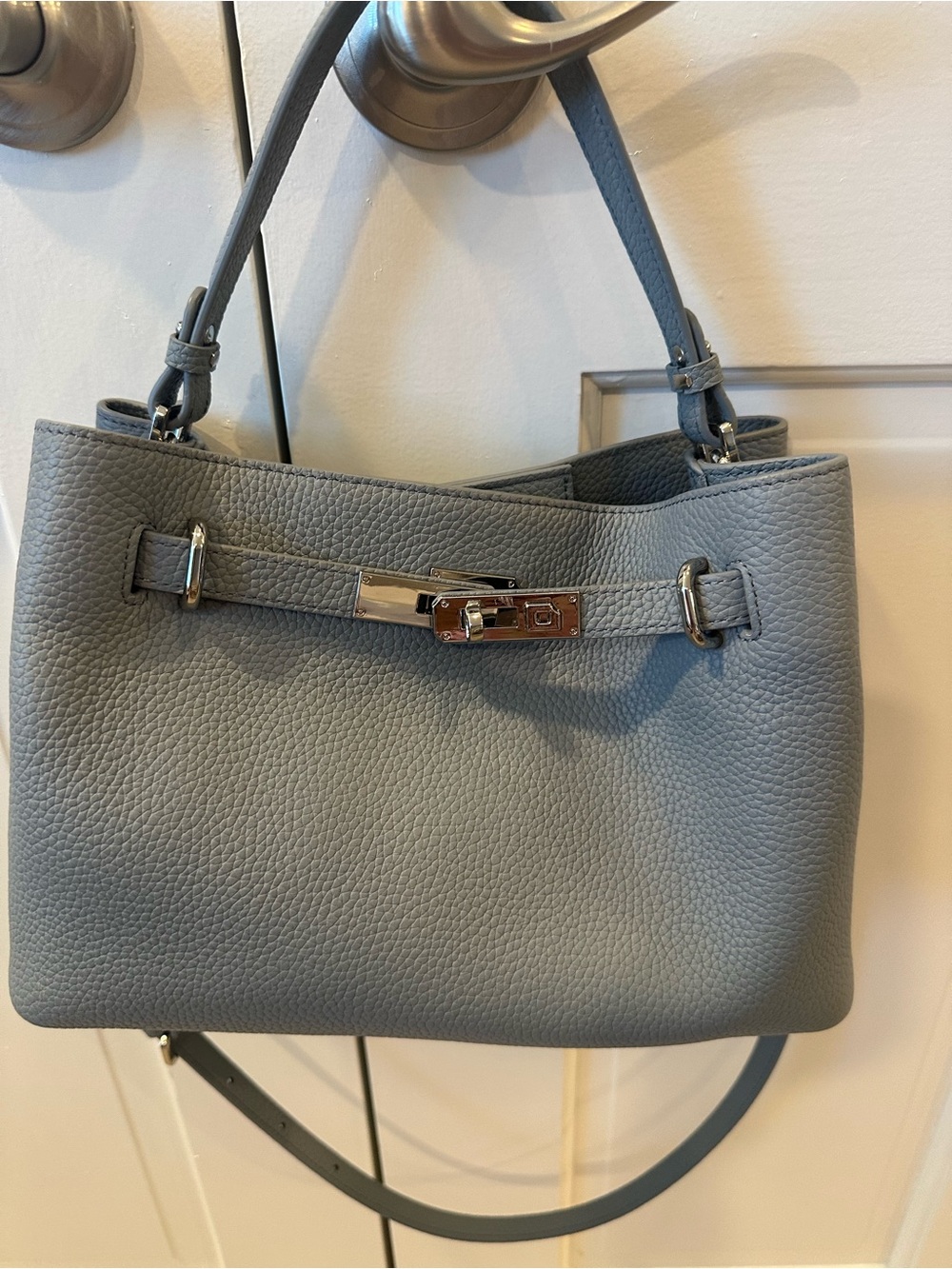 NEW Parker & Hyde steel grey Pebbled Leather Designer inspired Satchel/handbag - Picture 3 of 16